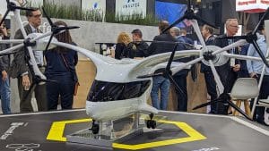 imatge d'un dron taxi aterrat a una base dron d'aterratge