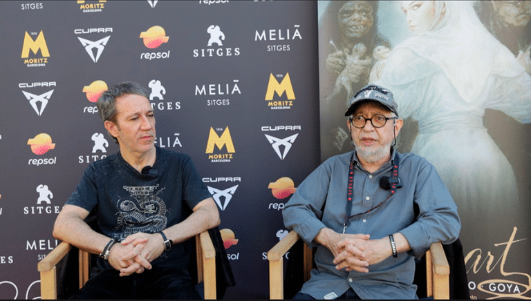 Luis i Ròmulo Royo, il·lustradors al Sitges Film Festival 2026 presentant el un documental sobre Goya.